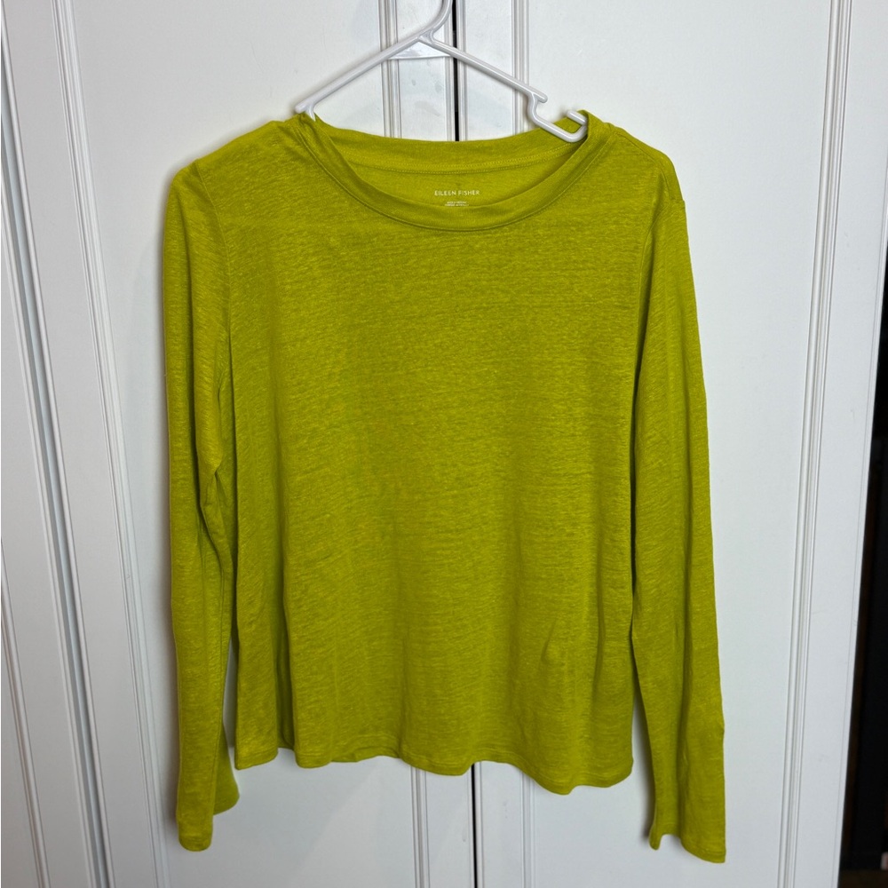 Eileen Fisher Green Long Sleeve Relaxed Tee